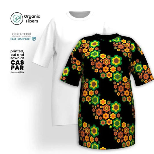 FLORA FOREVER retro - Organic Cotton T-Shirt Dress | SHALMIAK