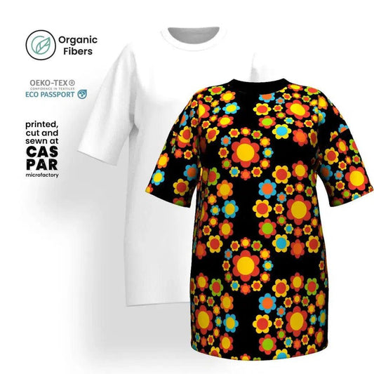 FLOWERSHOP color - Organic Cotton T-Shirt Dress | SHALMIAK