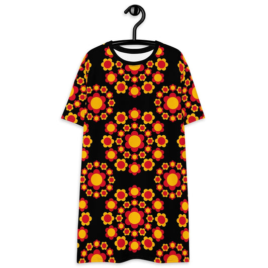 FLOWERSHOP red yellow - T-Shirt Dress | SHALMIAK