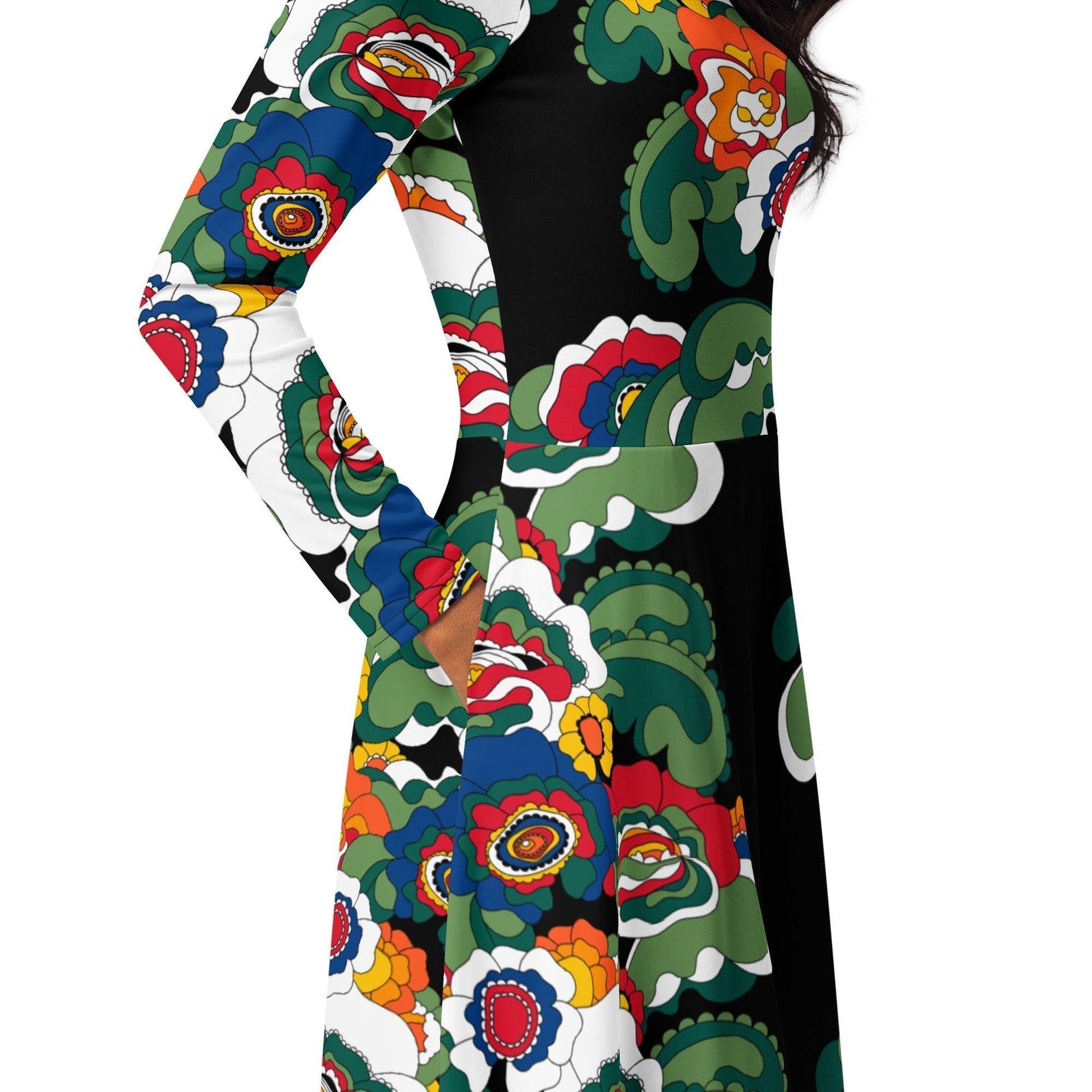GROOVY KURBITS black - Midi Dress With Pockets | SHALMIAK