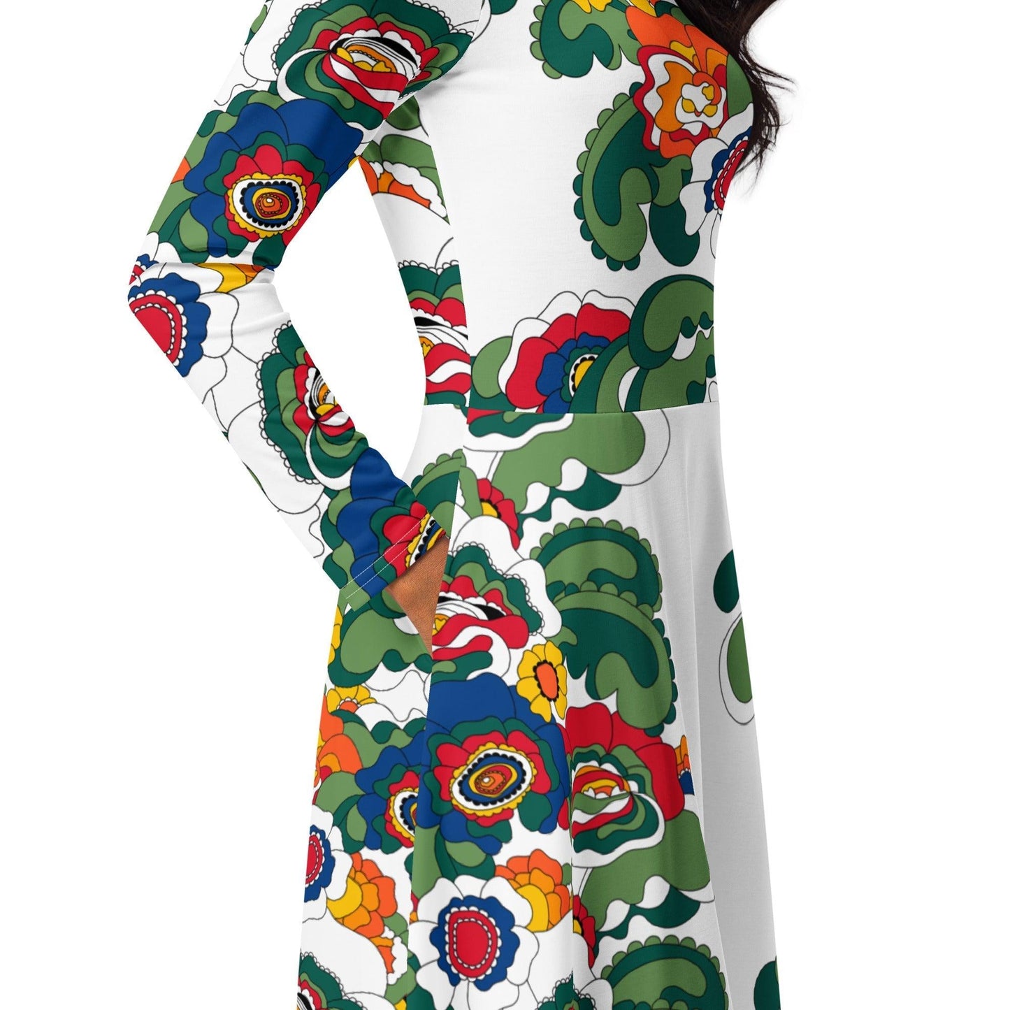 GROOVY KURBITS white - Midi Dress With Pockets | SHALMIAK