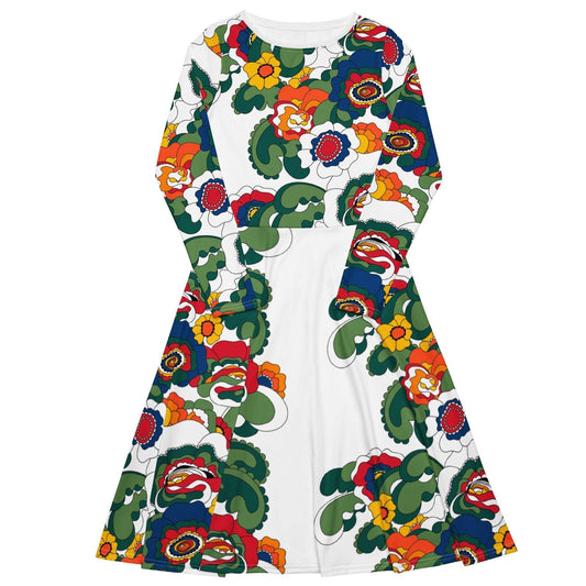 GROOVY KURBITS white - Midi Dress With Pockets | SHALMIAK