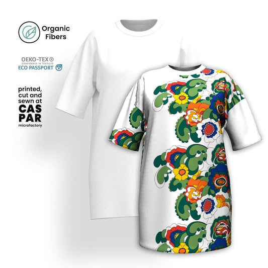GROOVY KURBITS white - Organic Cotton T-Shirt Dress | SHALMIAK