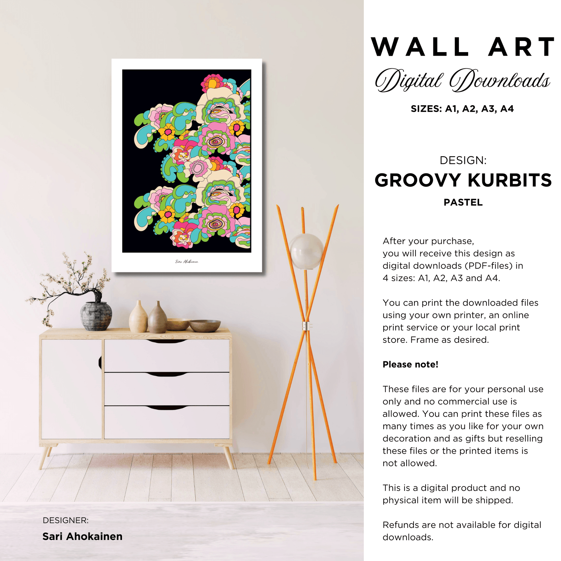 DIGITAL WALL ART - GROOVY KURBITS pastel