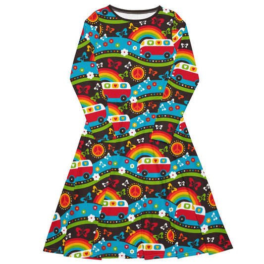 HIPPIE DAY rainbow - Midi Dress With Pockets | SHALMIAK