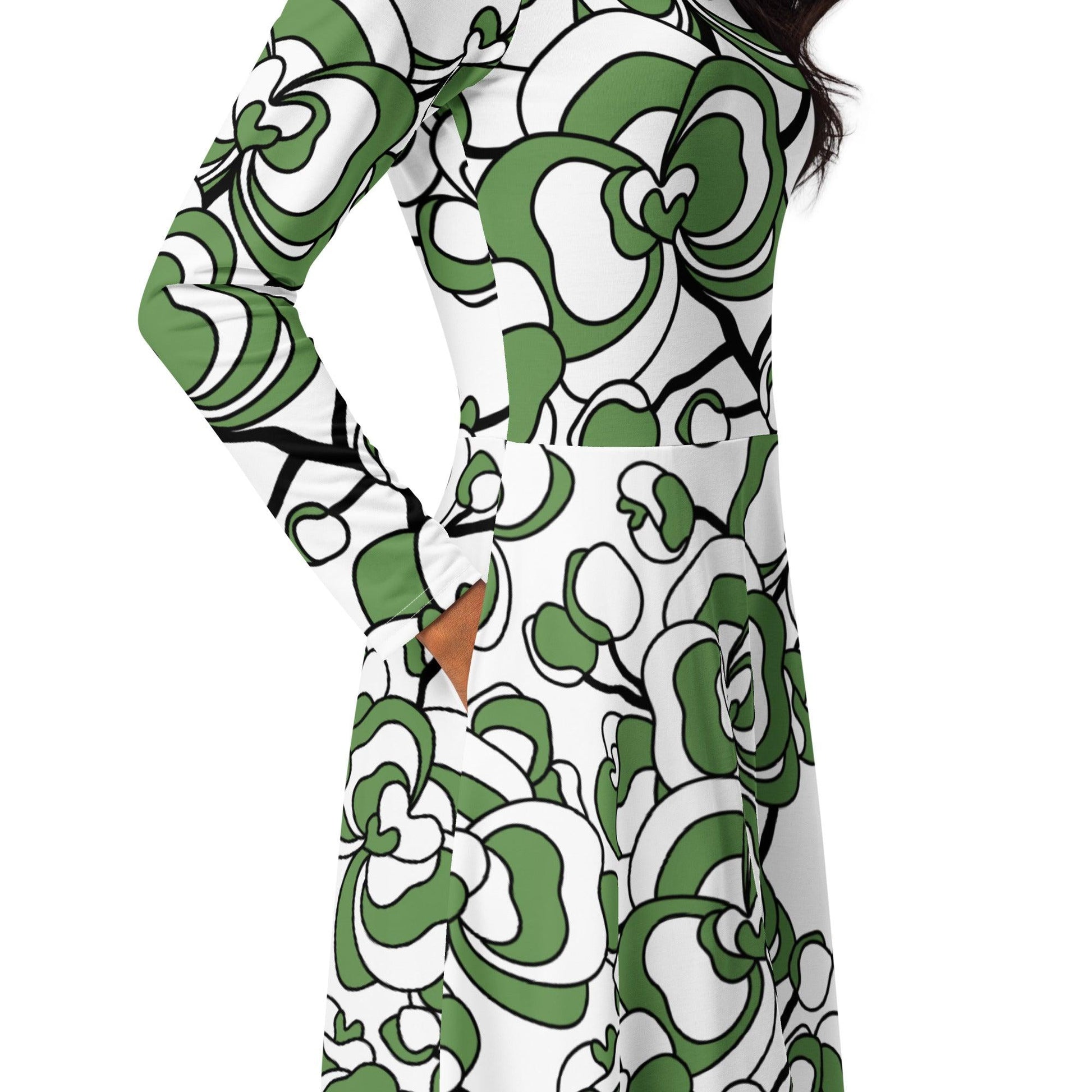 JUBILEE simply green - Midi Dress With Pockets | SHALMIAK