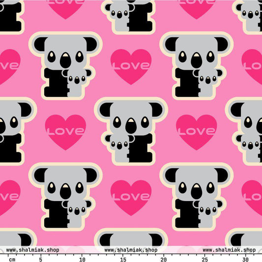 Fabric - KOALA LOVE pink
