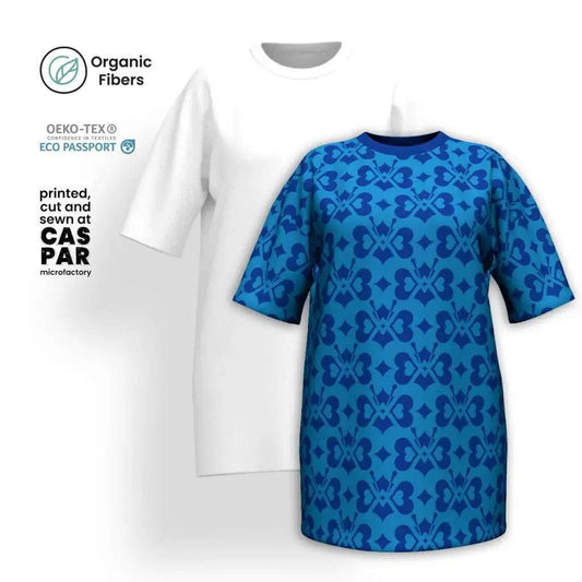 LOVE BUTTERFLY all blue - Organic Cotton T-Shirt Dress | SHALMIAK