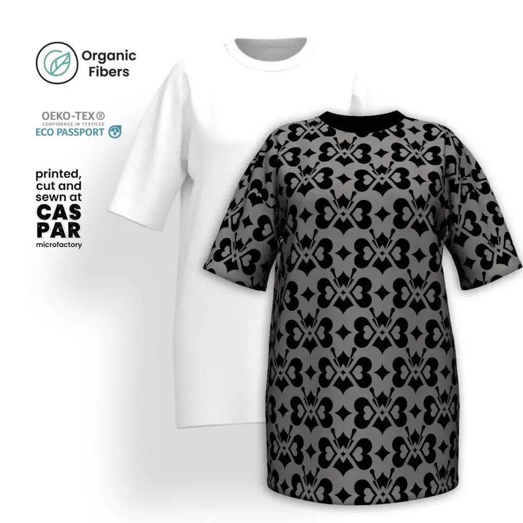 LOVE BUTTERFLY black - Organic Cotton T-Shirt Dress | SHALMIAK