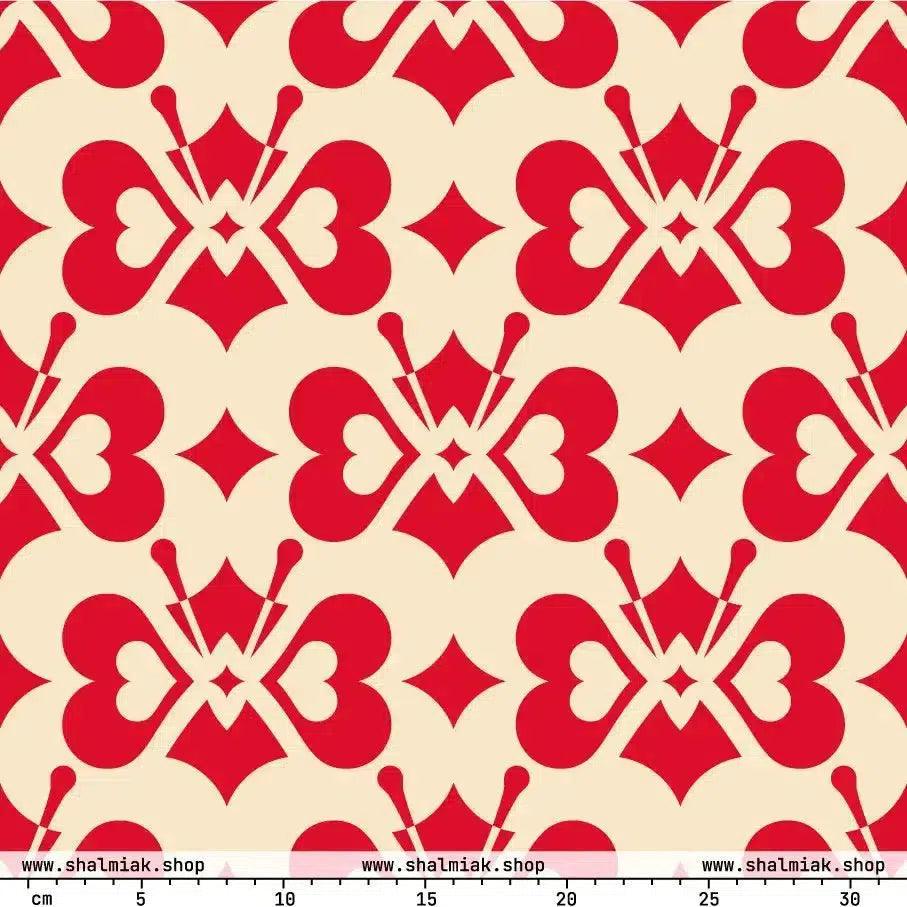 Fabric - LOVE BUTTERFLY red light - Graphic butterfly print
