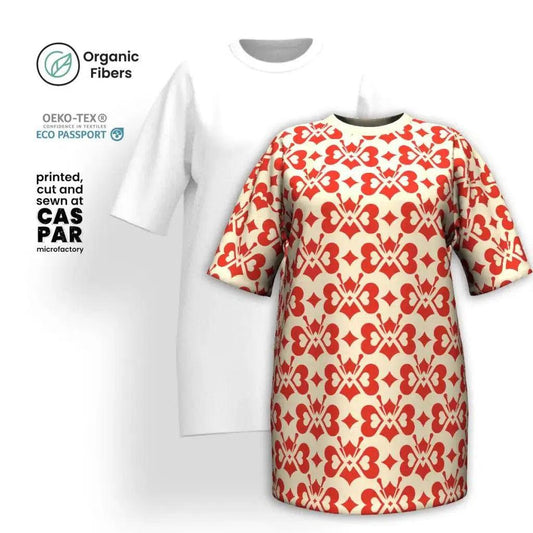 LOVE BUTTERFLY redlight - Organic Cotton T-Shirt Dress | SHALMIAK