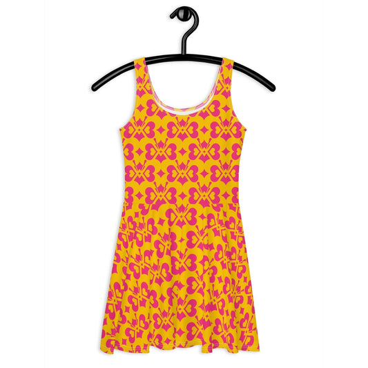 LOVE BUTTERFLY yellow pink - Skater Dress | SHALMIAK