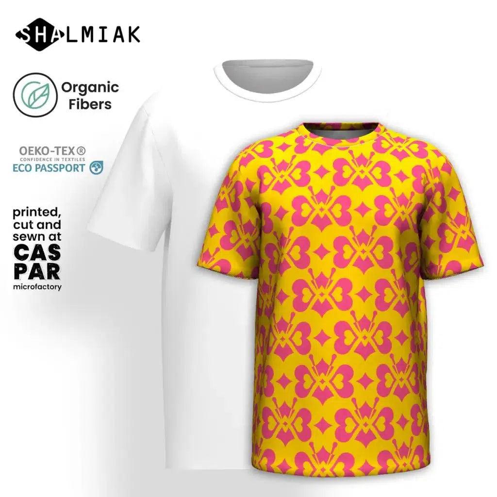 LOVE BUTTERFLY yellow pink - Organic Cotton T-Shirt | SHALMIAK