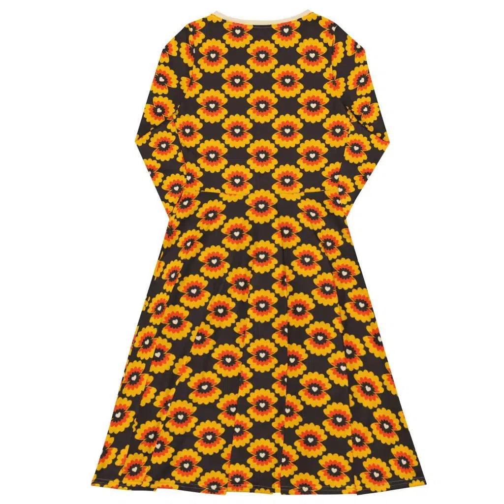 LOVE PEARL orange brown - Midi Dress With Pockets | SHALMIAK