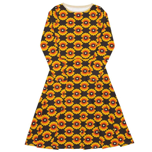 LOVE PEARL orange brown - Midi Dress With Pockets | SHALMIAK
