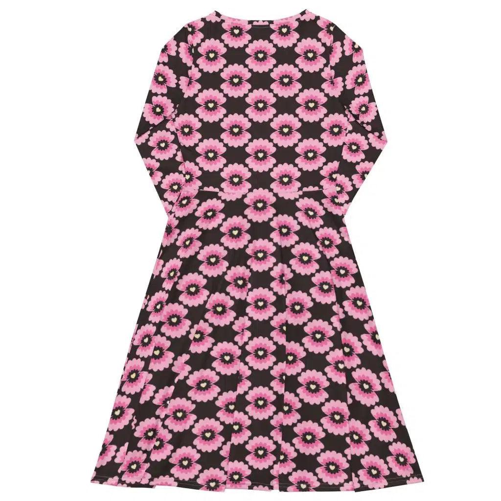 LOVE PEARL pink brown - Midi Dress With Pockets | SHALMIAK