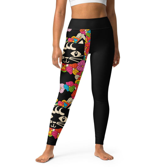 MAGICAT black - Yoga Leggings with black cats | SHALMIAK
