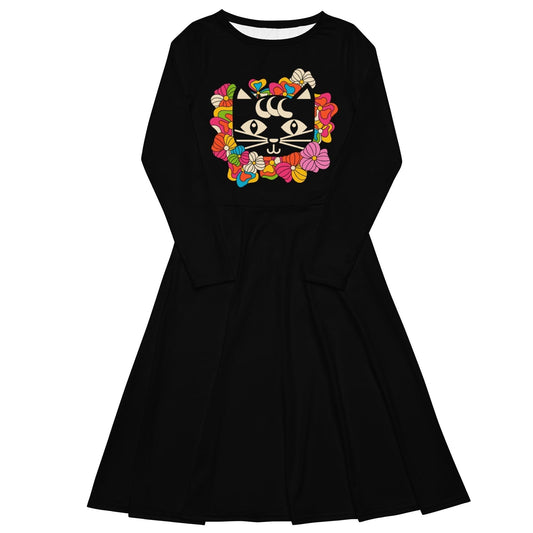 MAGICAT black - just cat - Midi Dress With Pockets | SHALMIAK