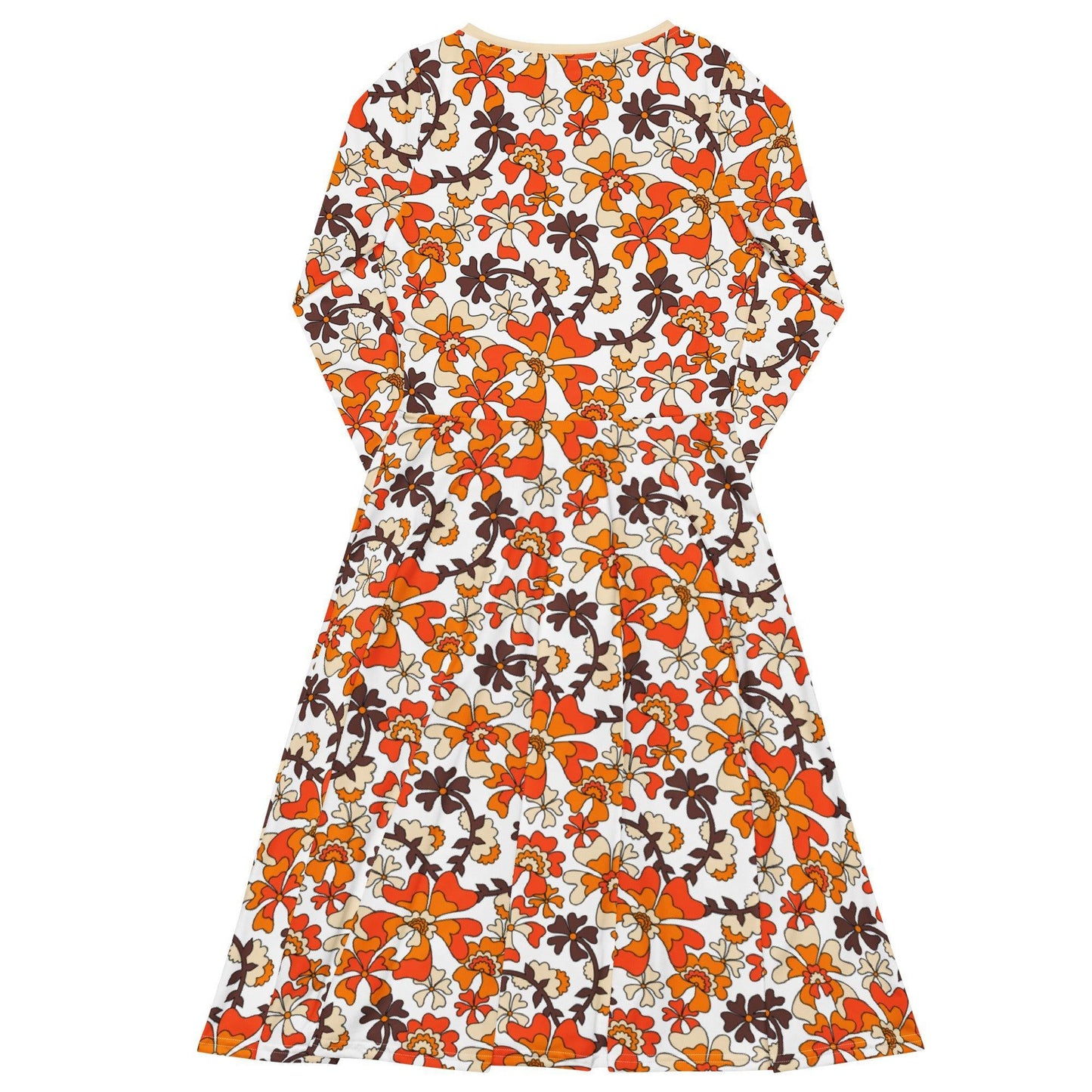 MISS PENNY orange white - Midi Dress With Pockets | SHALMIAK