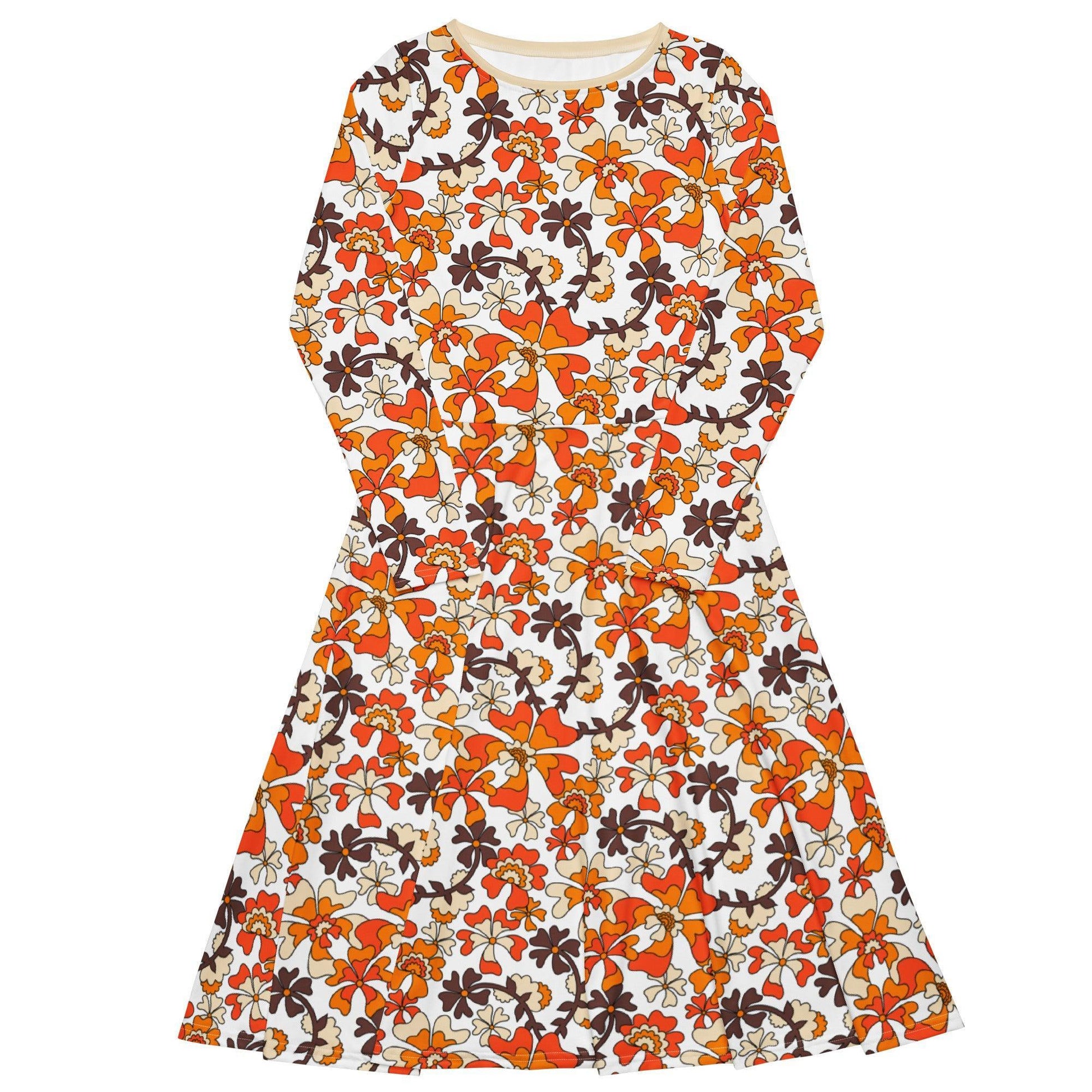 MISS PENNY orange white - Midi Dress With Pockets | SHALMIAK