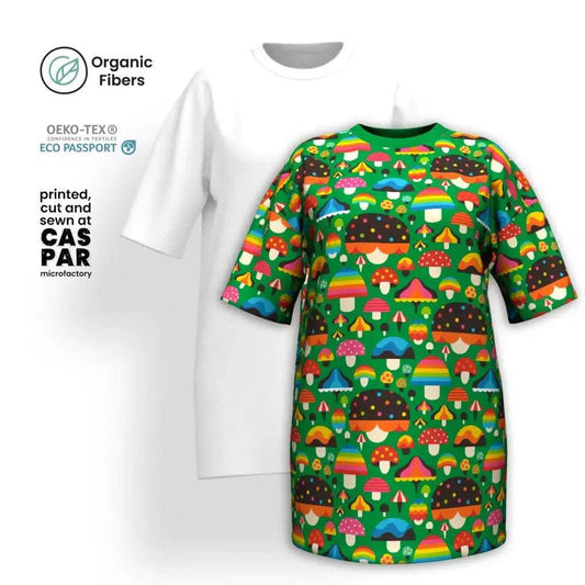 MUSHROOM MANIA green - Organic Cotton T-Shirt Dress | SHALMIAK