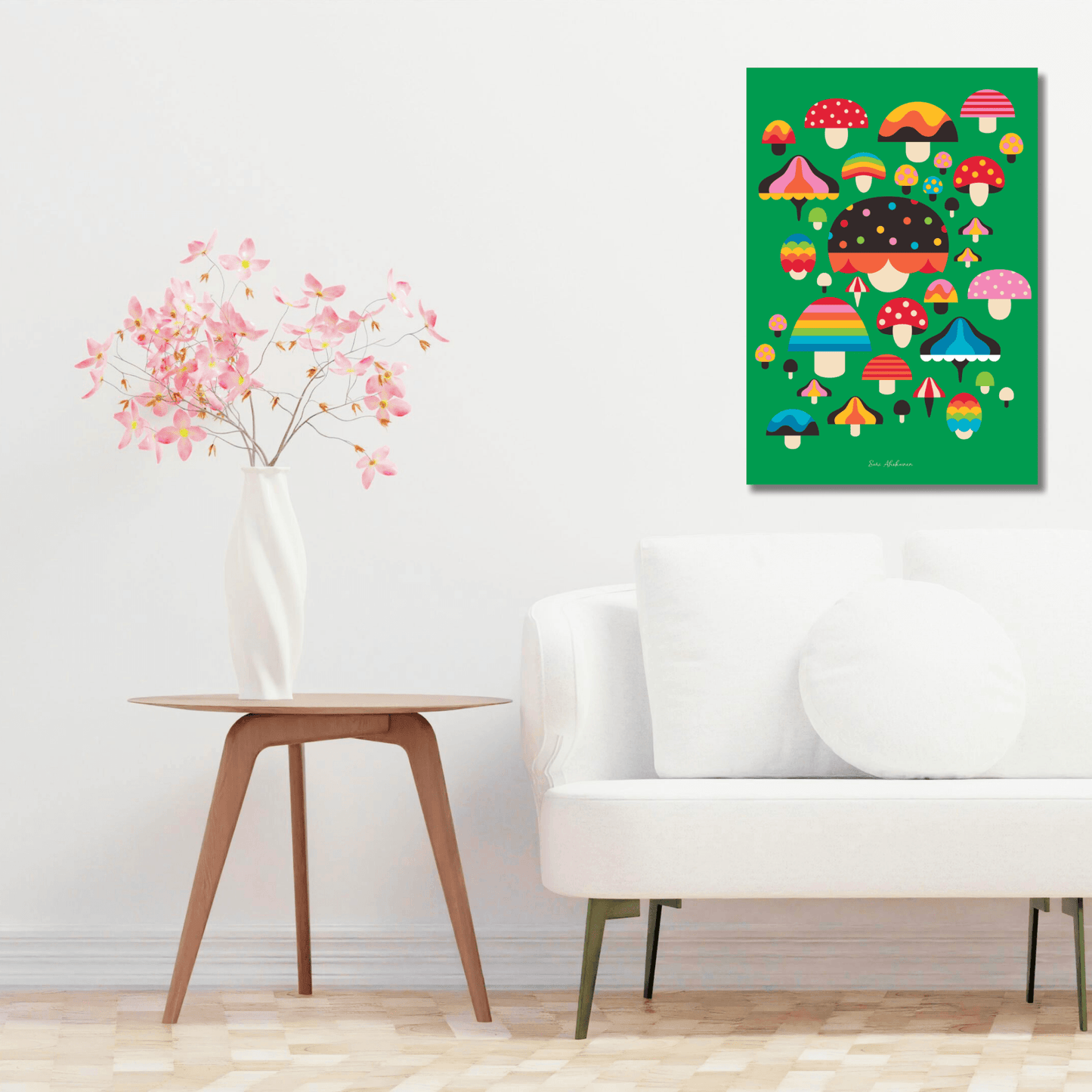 DIGITAL WALL ART - MUSHROOM MANIA green