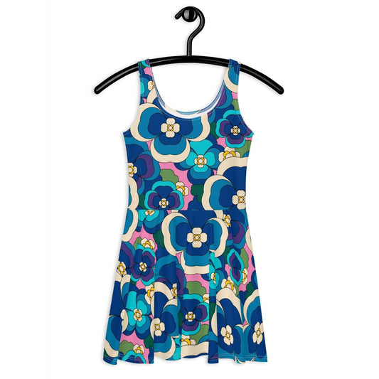 PANSY FANTASY blue pink - Skater Dress | SHALMIAK