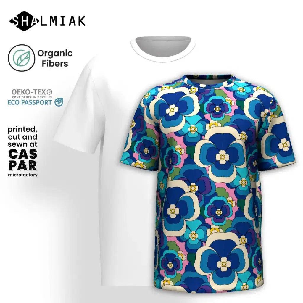 PANSY FANTASY blue pink - Organic Cotton T-Shirt | SHALMIAK