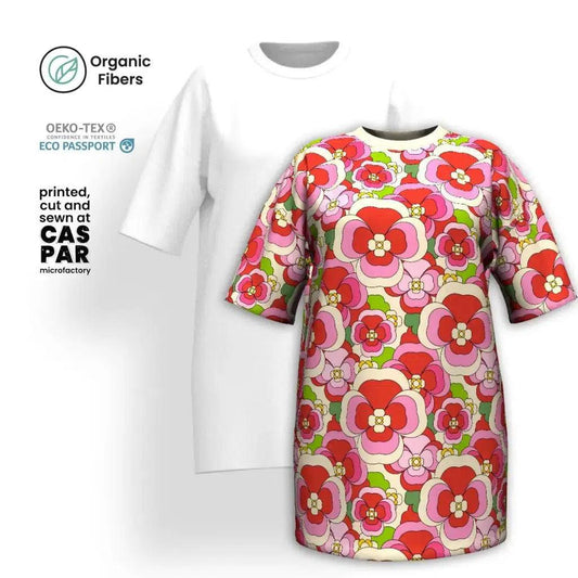 PANSY FANTASY pink - Organic Cotton T-Shirt Dress | SHALMIAK