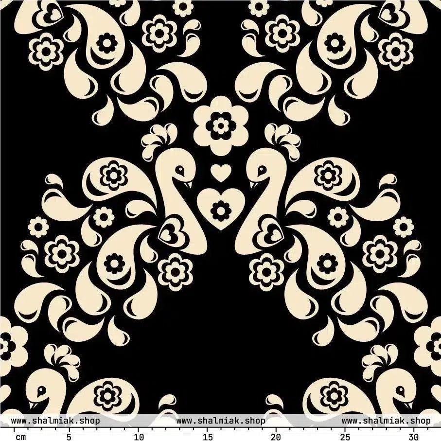 Fabric - PEACOCK LOVE black