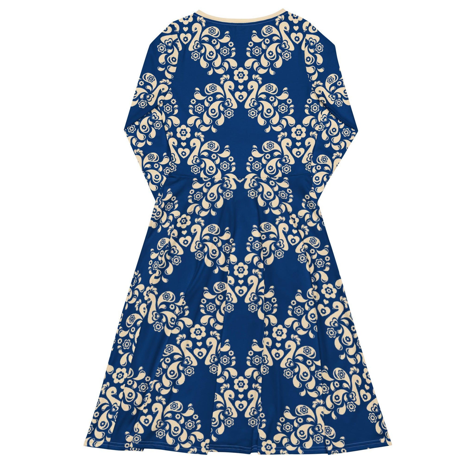 PEACOCK LOVE blue - Midi Dress With Pockets | SHALMIAK