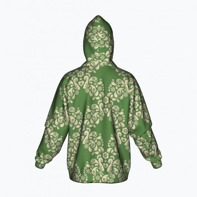 PEACOCK LOVE green - Cotton Zipper Hoodie | SHALMIAK