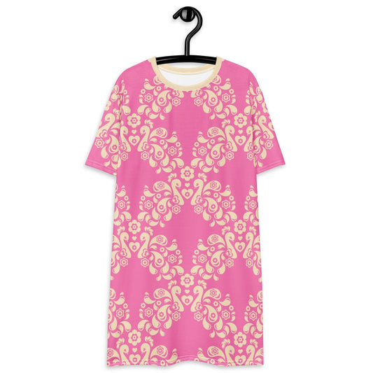 PEACOCK LOVE pink - T-Shirt Dress | SHALMIAK