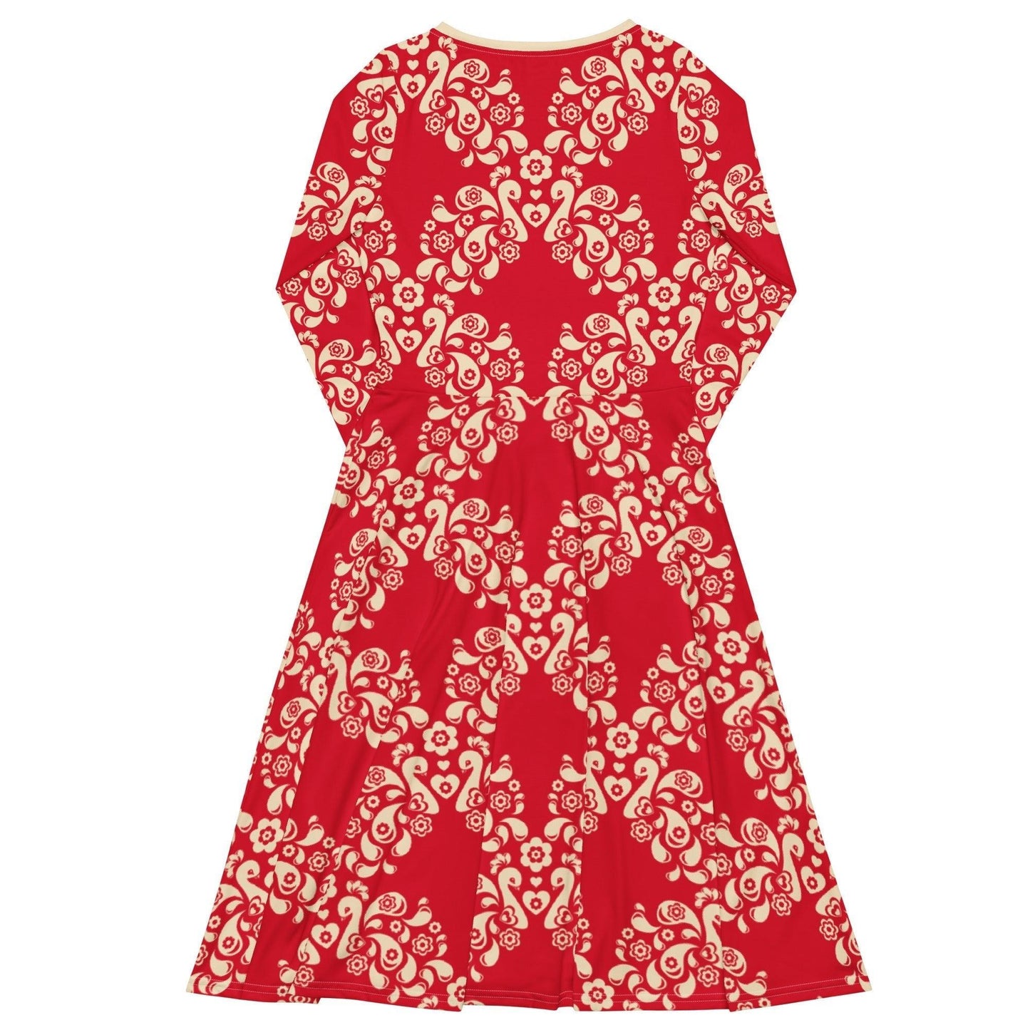 PEACOCK LOVE red - Midi Dress With Pockets