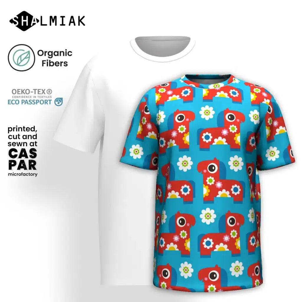 PONY BLOOM turquoise - Organic Cotton T-Shirt | SHALMIAK