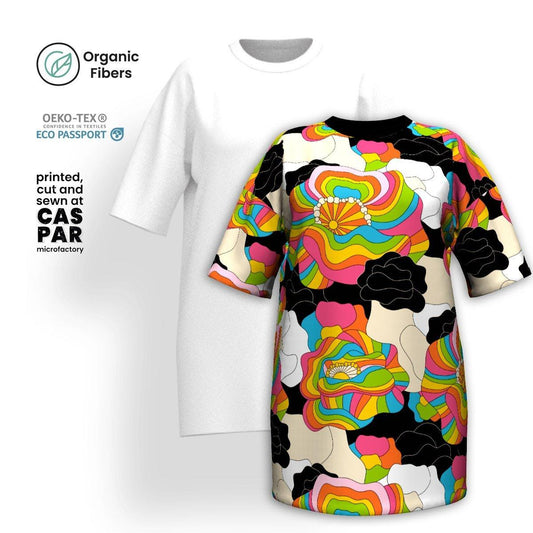 RAINBOW POPPY - Organic Cotton T-Shirt Dress | SHALMIAK