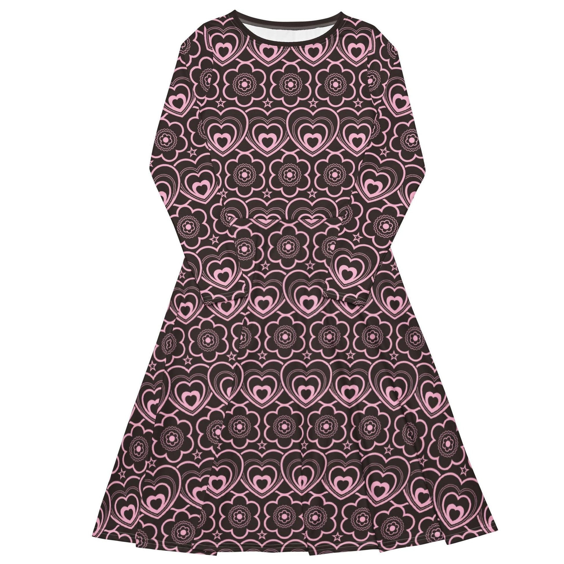 RAMONA pink brown - Midi Dress With Pockets