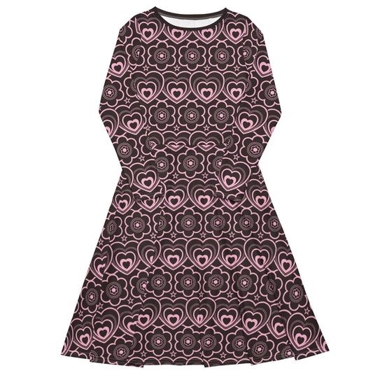 RAMONA pink brown - Midi Dress With Pockets | SHALMIAK