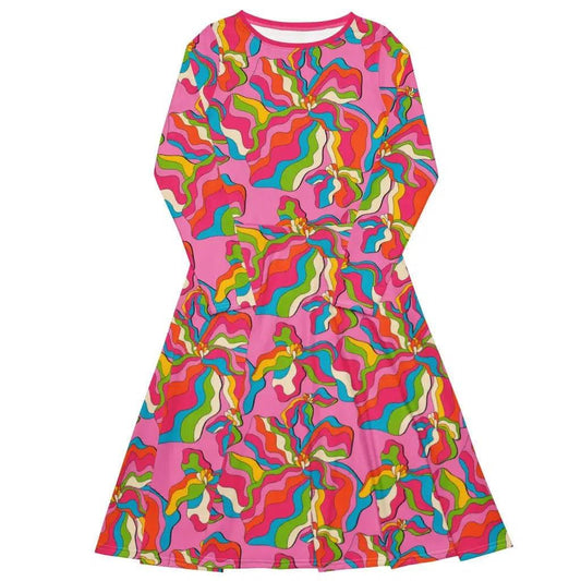 SASSY IRIS pink - Midi Dress With Pockets | SHALMIAK