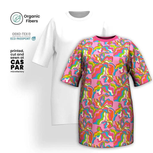SASSY IRIS pink - Organic Cotton T-Shirt Dress | SHALMIAK