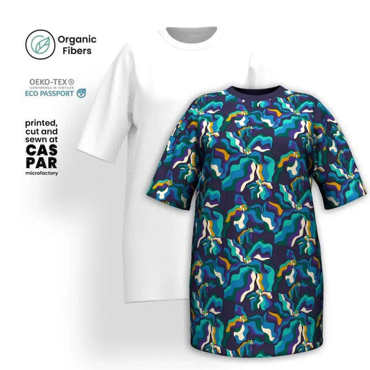 SASSY IRIS purple - Organic Cotton T-Shirt Dress | SHALMIAK