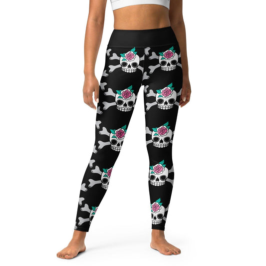 SKULLROSE black -2- Yoga Leggings | SHALMIAK
