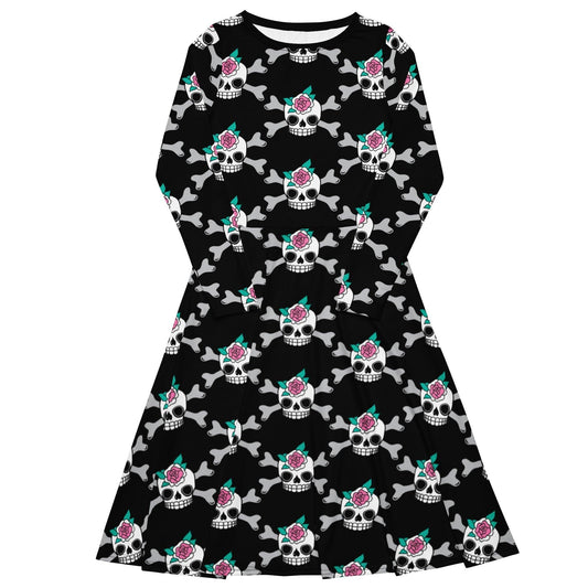 SKULLROSE black - Midi Dress With Pockets | SHALMIAK