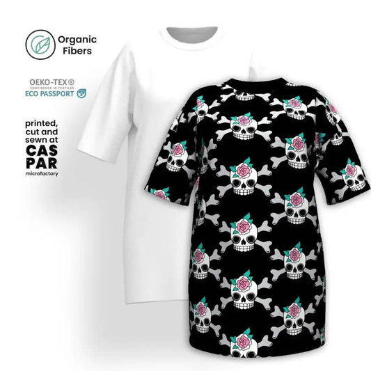 SKULLROSE black - Organic Cotton T-Shirt Dress | SHALMIAK