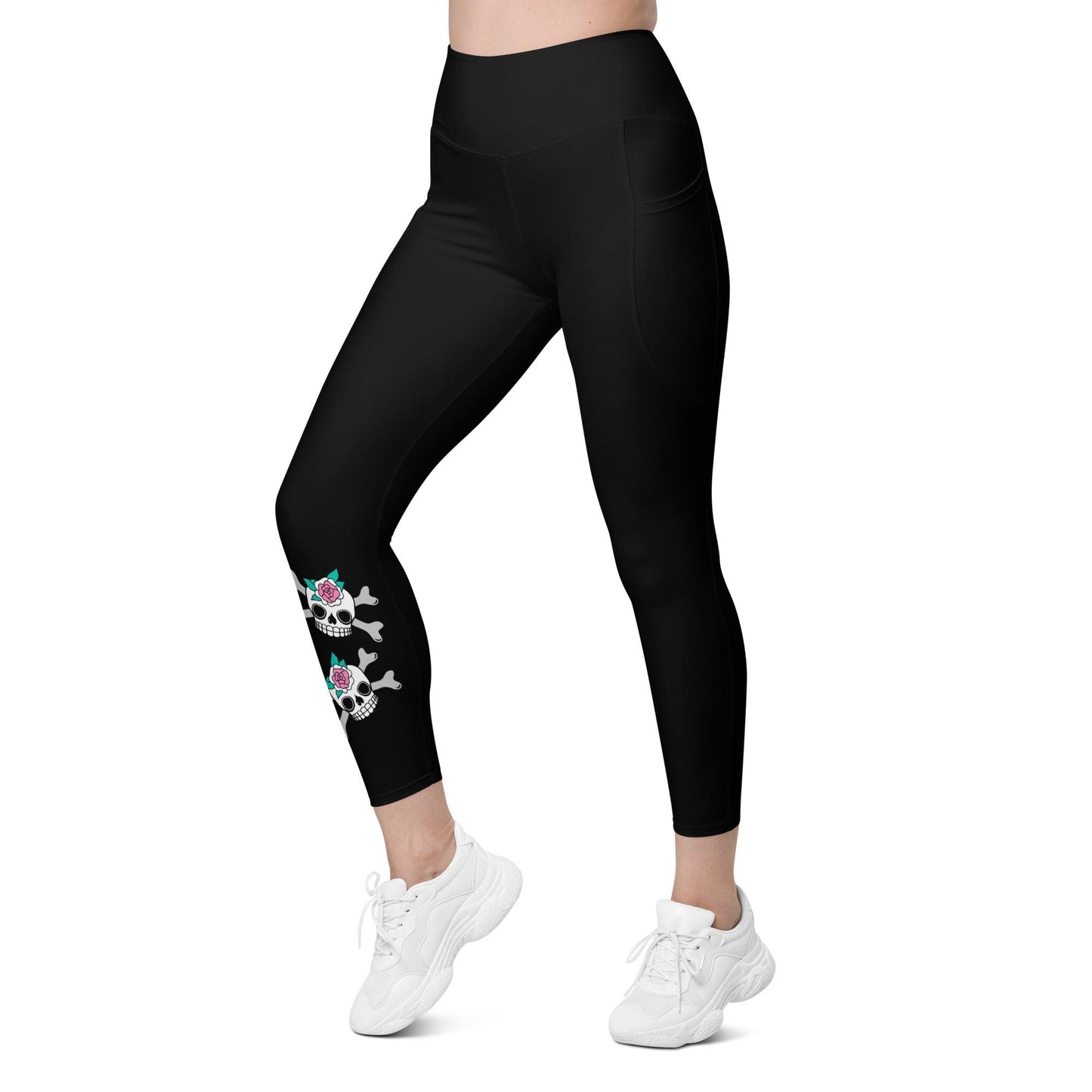 SKULLROSE in black - Leggings With Pockets | SHALMIAK