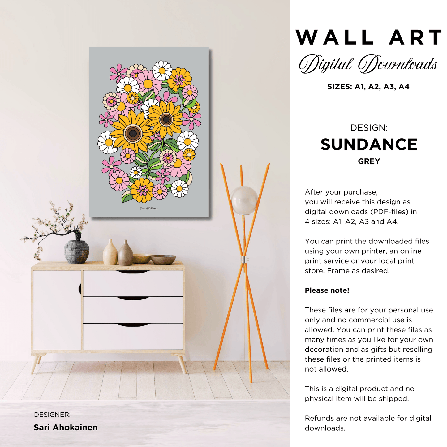 DIGITAL WALL ART - SUNDANCE grey