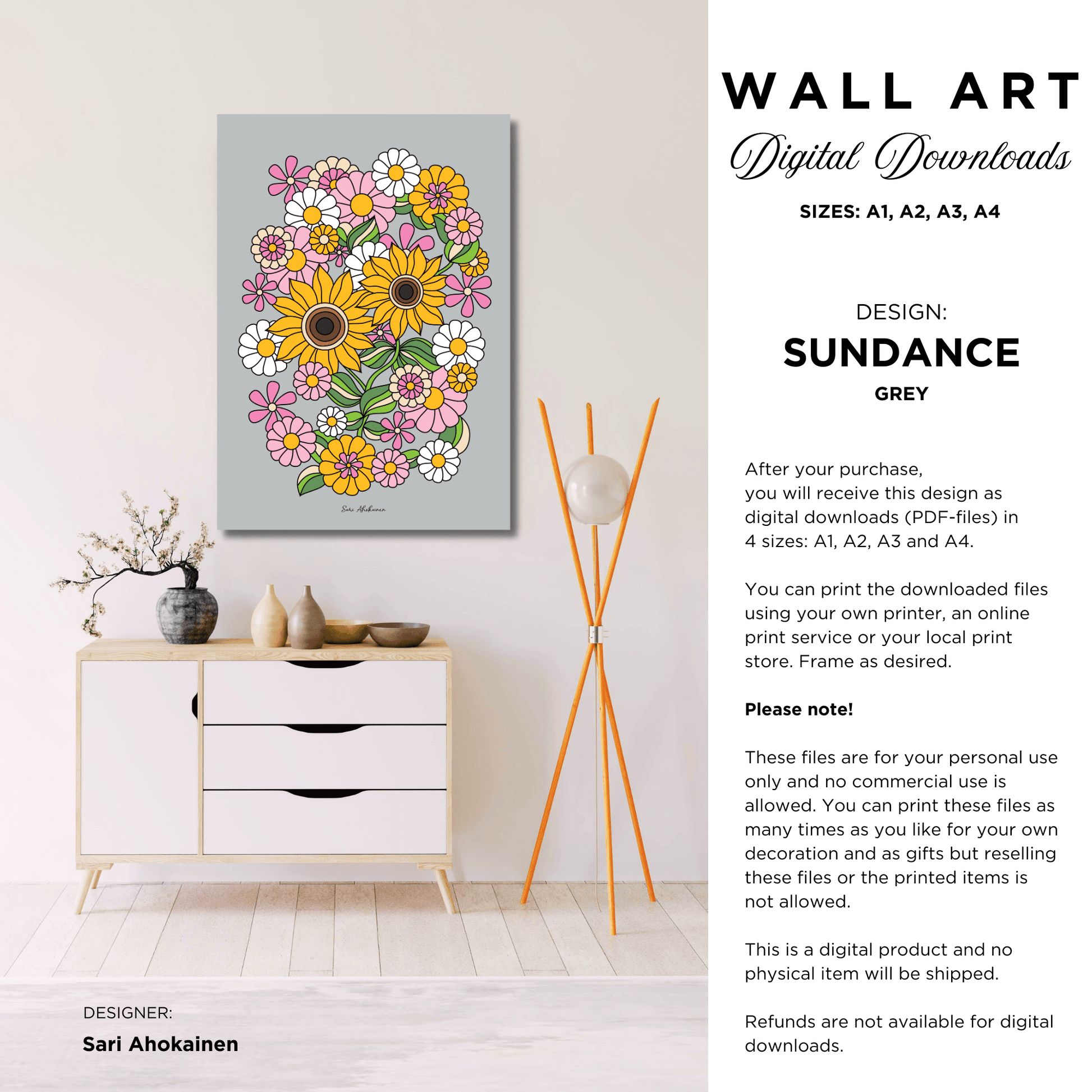 DIGITAL WALL ART - SUNDANCE grey