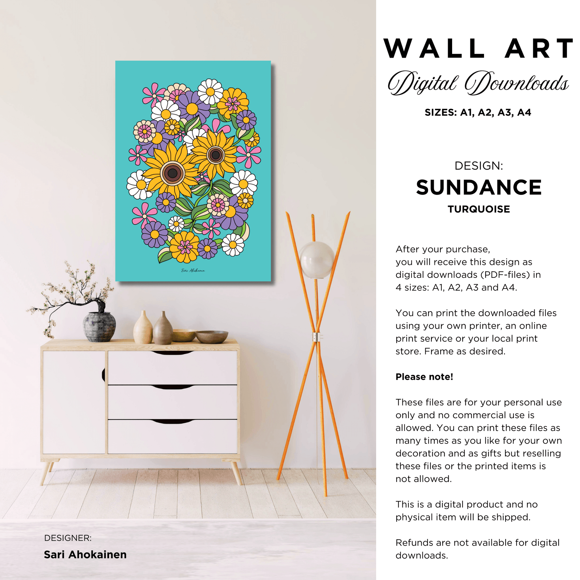 DIGITAL WALL ART - SUNDANCE turquoise | SHALMIAK