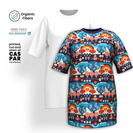 SWEET DAYS blue - Organic Cotton T-Shirt Dress | SHALMIAK