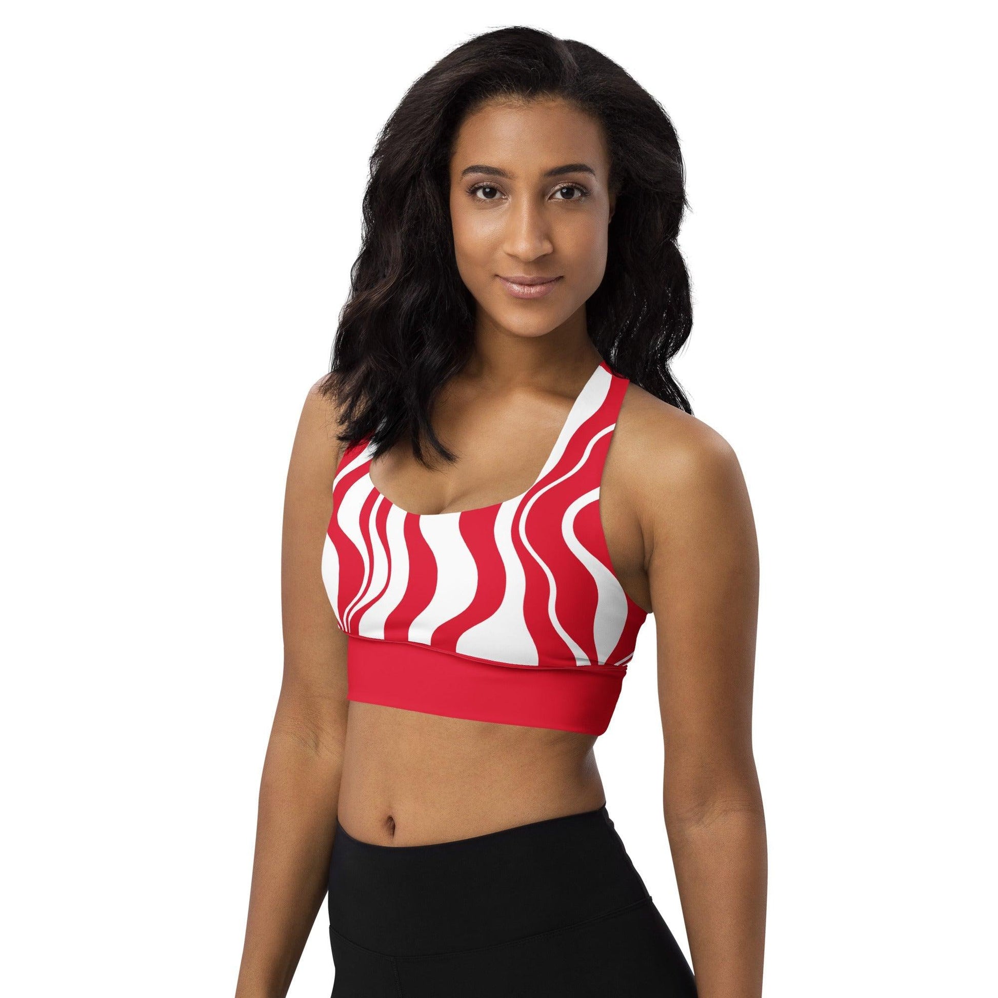 Sports Bra - WAVY red white | SHALMIAK